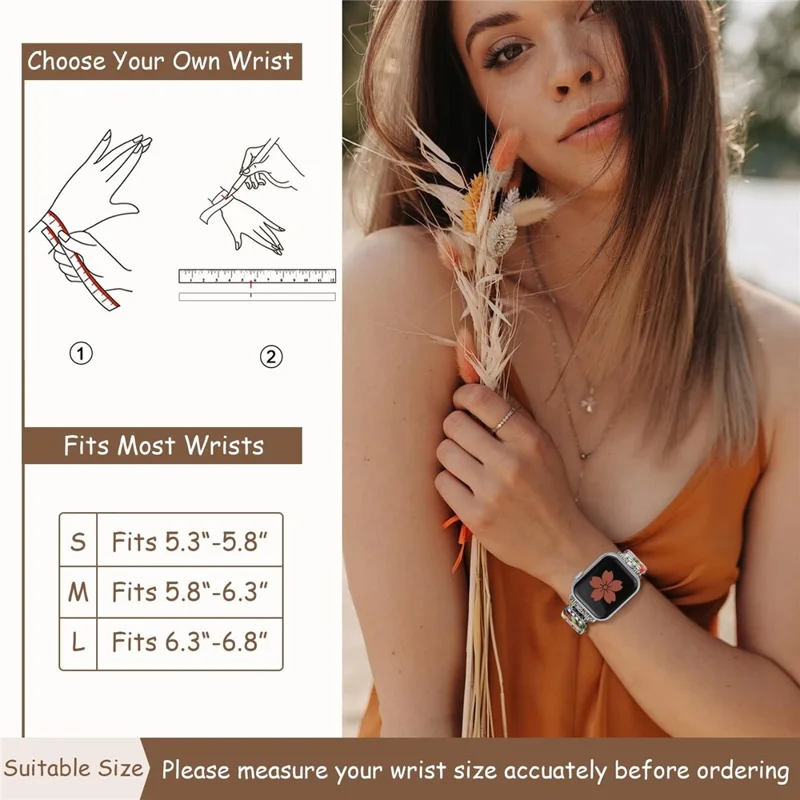 Ceramic + Metal Strap for Apple Watch Ultra 3 2 1 49mm  /  Series 11 10 46mm  /  9 8 7 45mm  /  SE3 SE2 SE 6 5 4 44mm  /  3 2 1 42mm Attractive Bracelet Watch Band - Colorful