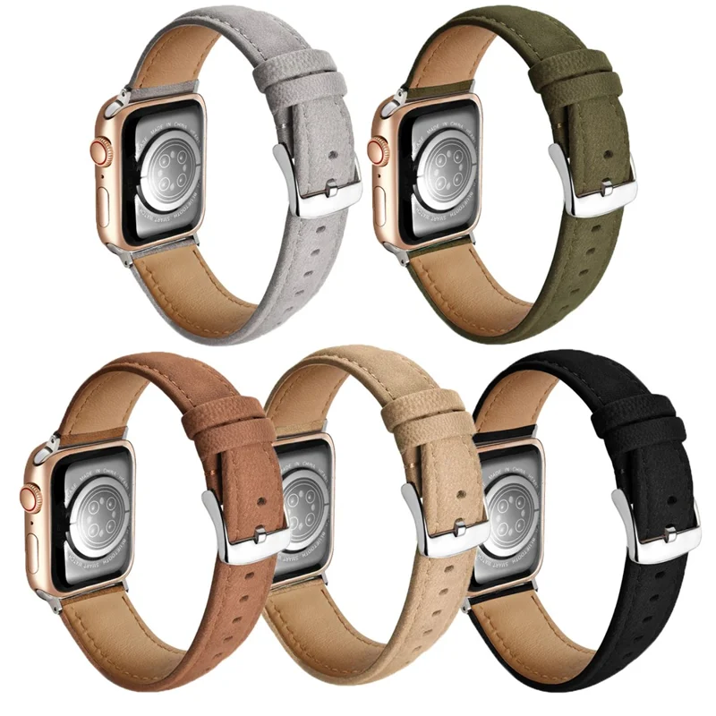 Top Layer Genuine Cow Leather Strap for Apple Watch Ultra 3 2 1 49mm  /  Series 11 10 46mm  /  9 8 7 45mm  /  SE3 SE2 SE 6 5 4 44mm  /  3 2 1 42mm Quick Release Watch Band - Dark Brown