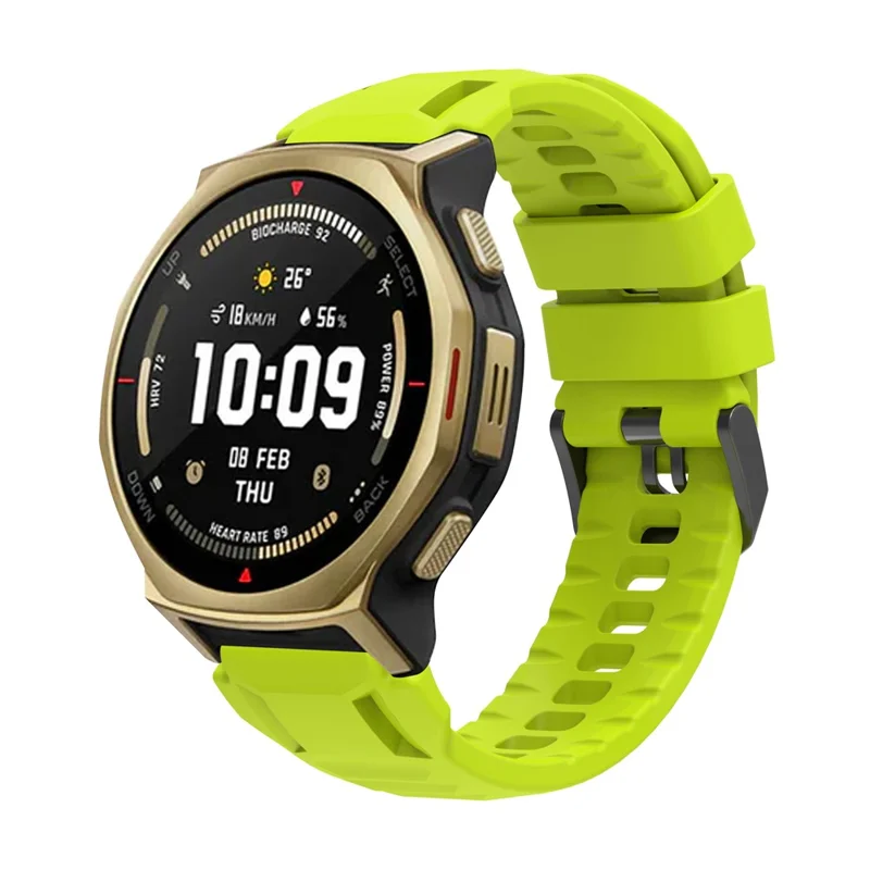 Solid Color Silicone Strap for Huami Amazfit T-Rex 3 Pro 44mm Breathable Anti-Slip Sport Watch Band - Light Green