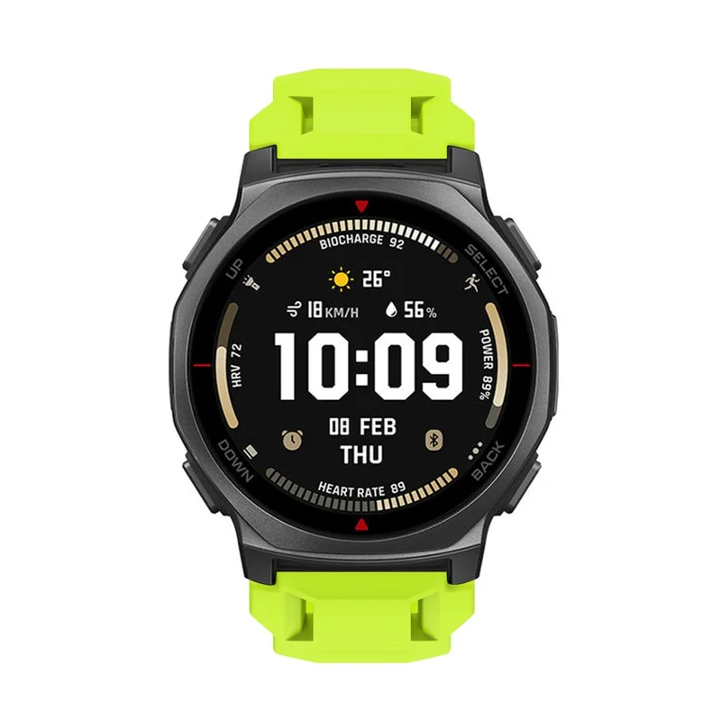Solid Color Silicone Strap for Huami Amazfit T-Rex 3 Pro 44mm Breathable Anti-Slip Sport Watch Band - Light Green