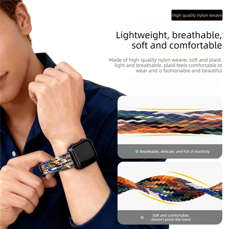 Magnetic Nylon Band for Apple Watch Series 11 10 42mm  /  9 8 7 41mm  /  SE3 SE2 SE 6 5 4 40mm  /  3 2 1 38mm Adjustable Braided Watch Strap - Multi-color