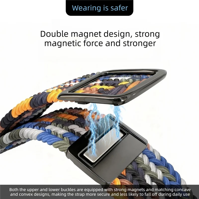 Magnetic Nylon Band for Apple Watch Series 11 10 42mm  /  9 8 7 41mm  /  SE3 SE2 SE 6 5 4 40mm  /  3 2 1 38mm Adjustable Braided Watch Strap - Multi-color