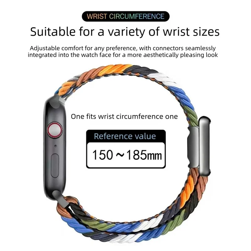 Magnetic Nylon Band for Apple Watch Series 11 10 42mm  /  9 8 7 41mm  /  SE3 SE2 SE 6 5 4 40mm  /  3 2 1 38mm Adjustable Braided Watch Strap - Multi-color