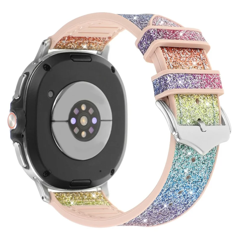 Glitter Decor PU + Silicone Strap for Samsung Galaxy Watch8 Classic 46mm  /  Watch8 44mm  /  40mm Replacement Watch Band - Rainbow