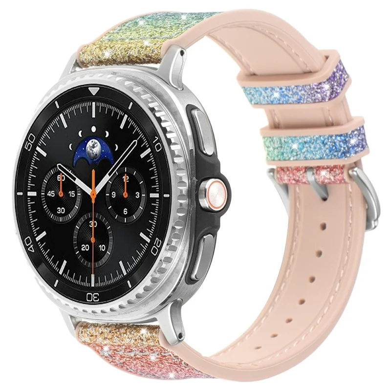 Glitter Decor PU + Silicone Strap for Samsung Galaxy Watch8 Classic 46mm  /  Watch8 44mm  /  40mm Replacement Watch Band - Rainbow