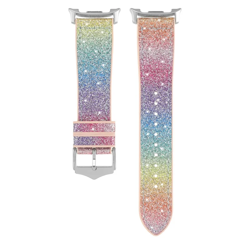 Glitter Decor PU + Silicone Strap for Samsung Galaxy Watch8 Classic 46mm  /  Watch8 44mm  /  40mm Replacement Watch Band - Rainbow