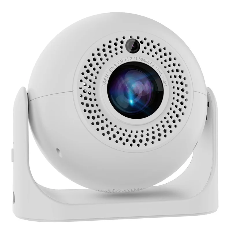 JY360 Football Shape Portable Projector Android 13.0 Auto Focus Mini Projector 2.4G  /  5G WiFi 6 for Home Theater - White  /  US Plug