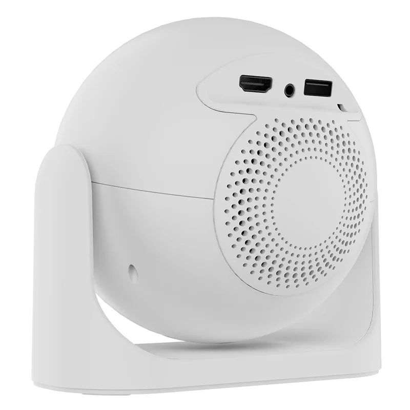 JY360 Football Shape Portable Projector Android 13.0 Auto Focus Mini Projector 2.4G  /  5G WiFi 6 for Home Theater - White  /  US Plug