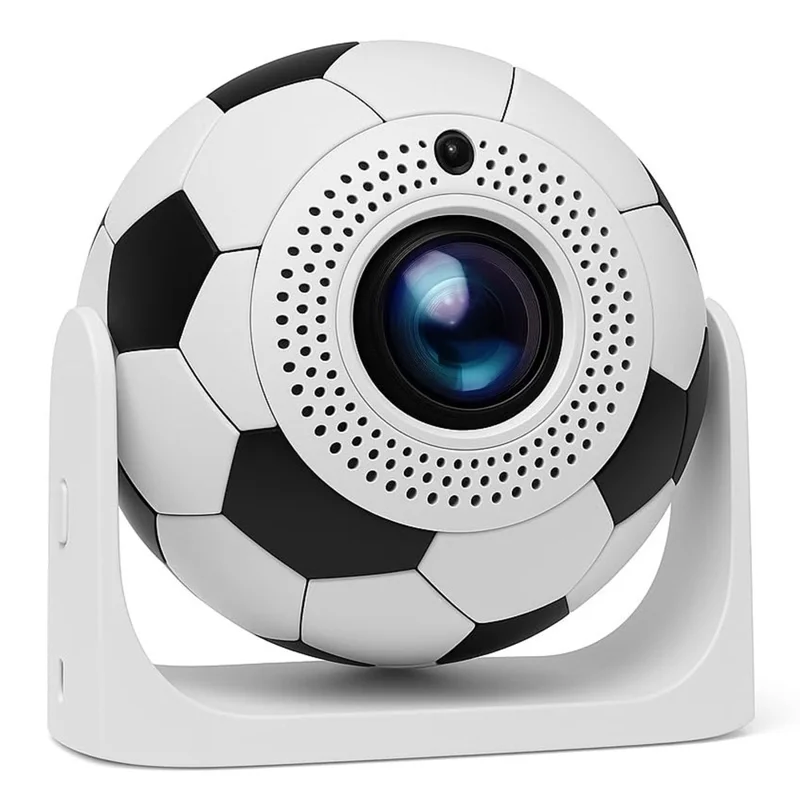 JY360 Football Shape Portable Projector Android 13.0 Auto Focus Mini Projector 2.4G  /  5G WiFi 6 for Home Theater - White Grey  /  EU Plug
