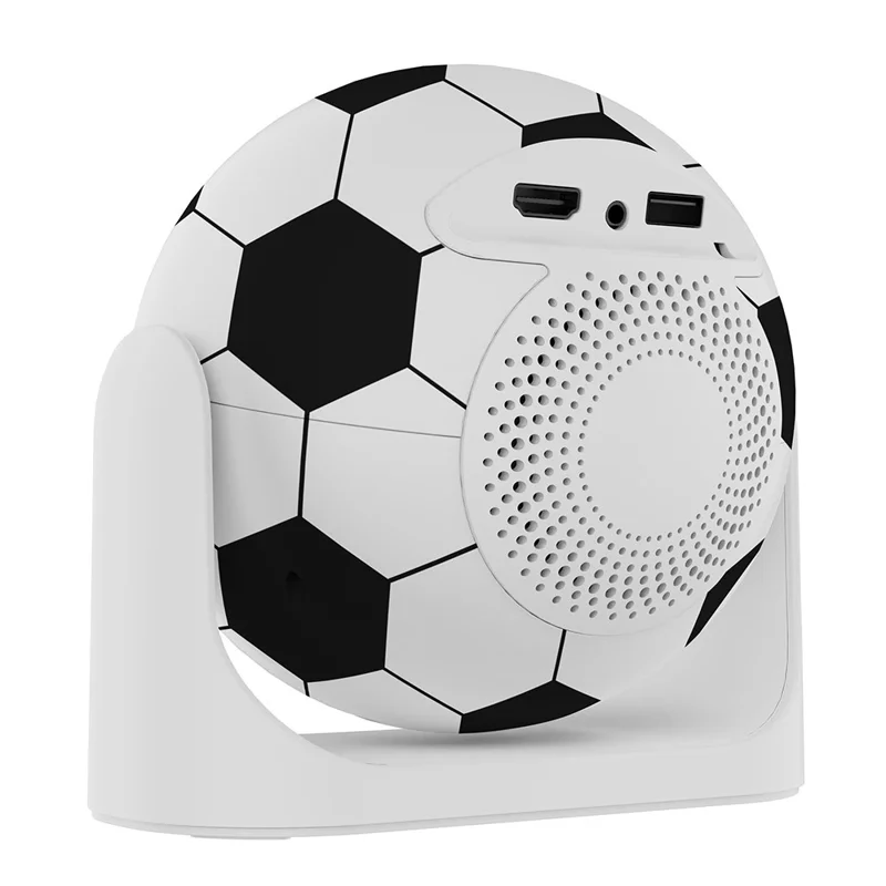 JY360 Football Shape Portable Projector Android 13.0 Auto Focus Mini Projector 2.4G  /  5G WiFi 6 for Home Theater - White Grey  /  EU Plug