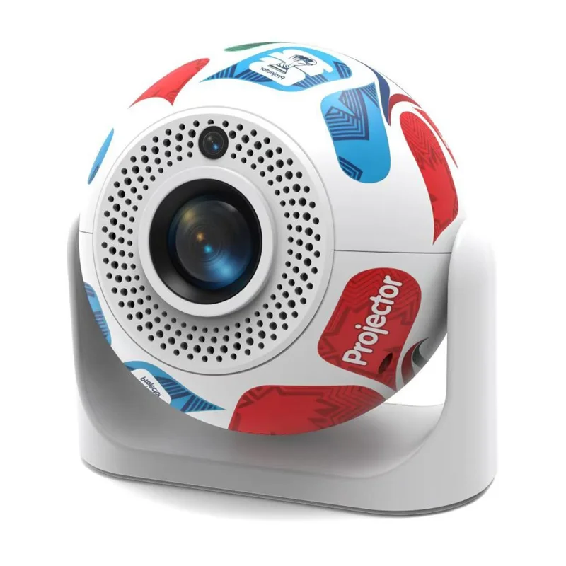 JY360 Football Shape Portable Projector Android 13.0 Auto Focus Mini Projector 2.4G  /  5G WiFi 6 for Home Theater - Red Blue / US Plug