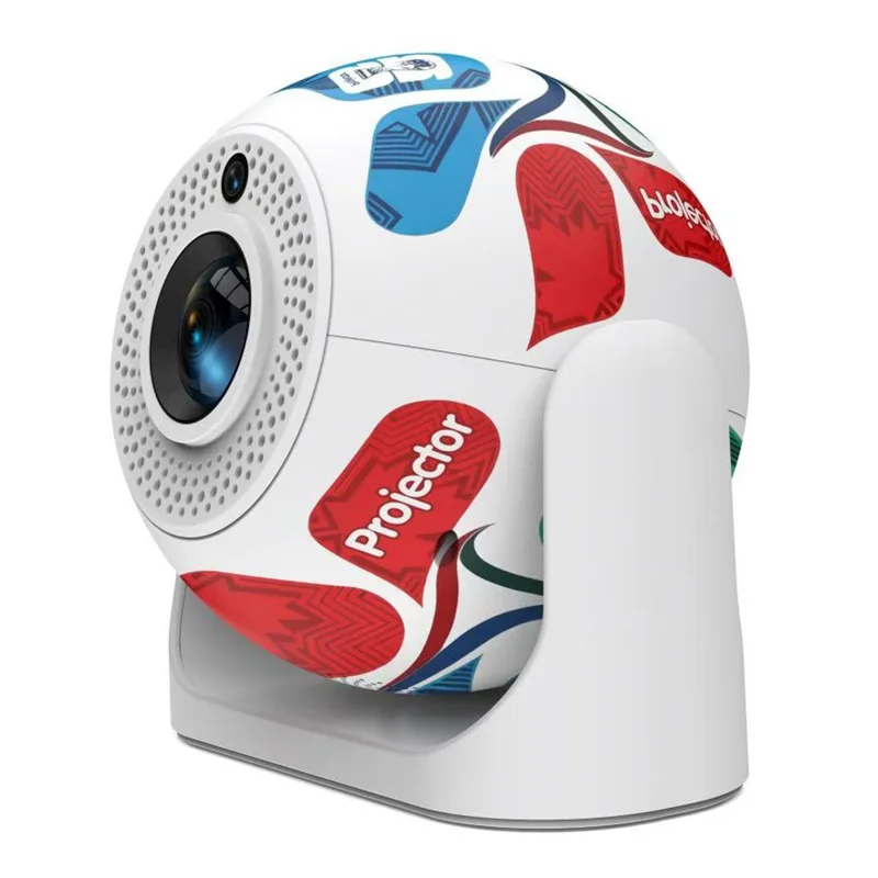 JY360 Football Shape Portable Projector Android 13.0 Auto Focus Mini Projector 2.4G  /  5G WiFi 6 for Home Theater - Red Blue / US Plug