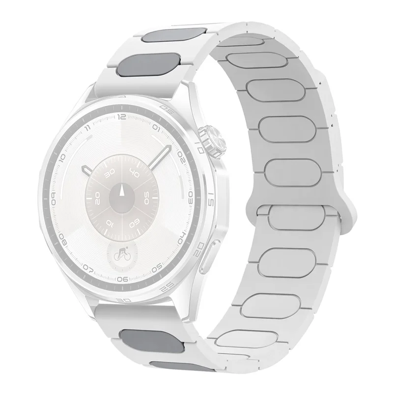 18mm Oval Design Magnetic Strap for Garmin Venu 3S / 2S / Forerunner 265S / 255S Silicone Watch Band Dual Color - White / Grey