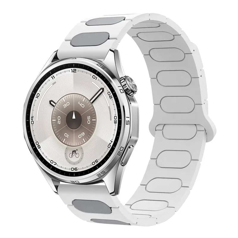 18mm Oval Design Magnetic Strap for Garmin Venu 3S / 2S / Forerunner 265S / 255S Silicone Watch Band Dual Color - White / Grey