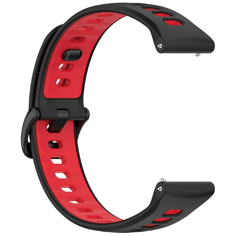 22mm Dual Color Silicone Strap for Coros Pace 4 Quick Release Watch Band with Snap Button - Black / Red