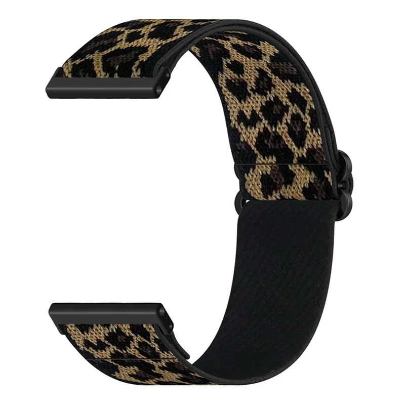 24mm Elastic Wrist Strap for Coros Nomad / Apex 46mm Nylon Braided Watch Band with Slide Clasp - Leopard Print