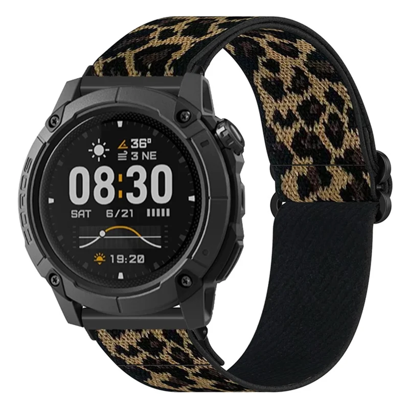 24mm Elastic Wrist Strap for Coros Nomad / Apex 46mm Nylon Braided Watch Band with Slide Clasp - Leopard Print