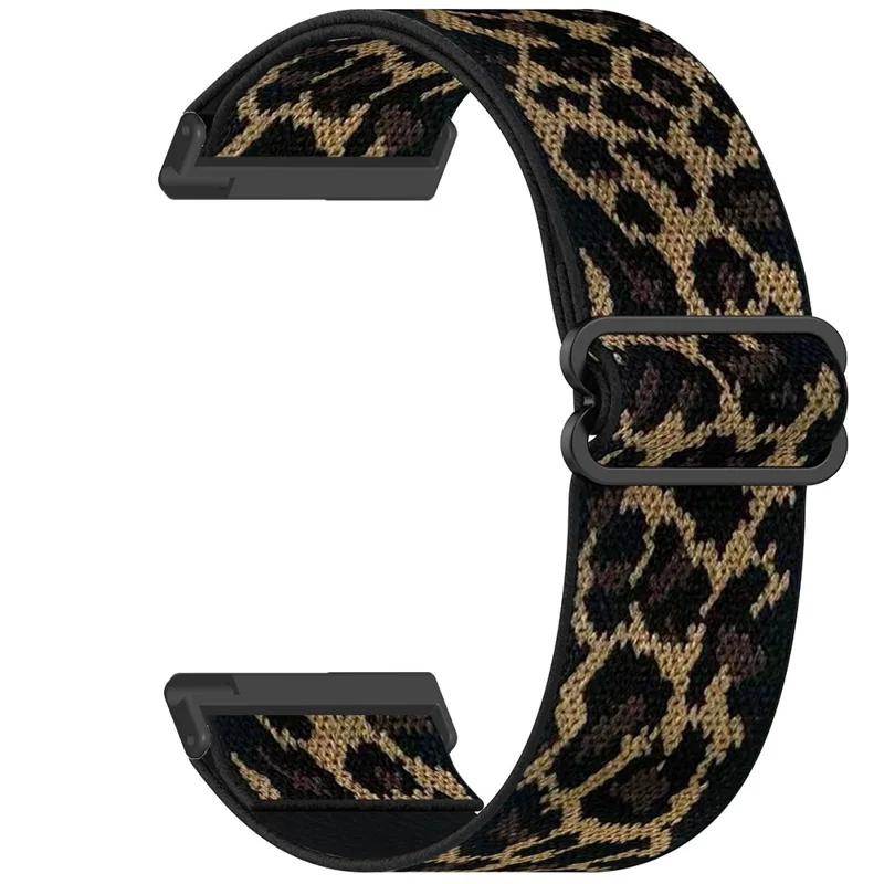 24mm Elastic Wrist Strap for Coros Nomad / Apex 46mm Nylon Braided Watch Band with Slide Clasp - Leopard Print