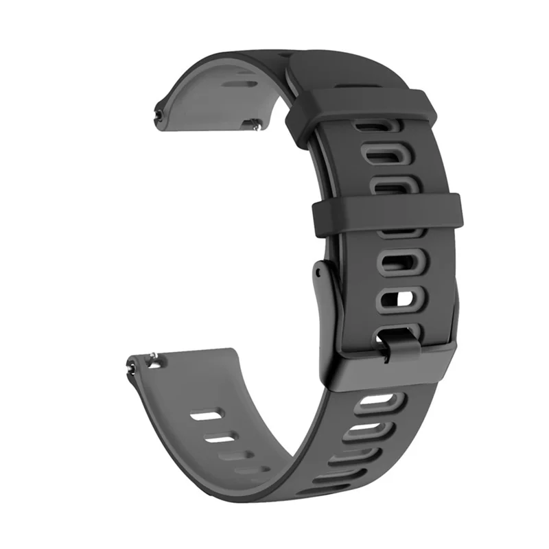 Dual Color 22mm Width Silicone Watch Band Replacement Quick Release Rubber Strap for Garmin Vivoactive 4 / Venu 2 / Huawei Watch 3 - Black/Grey