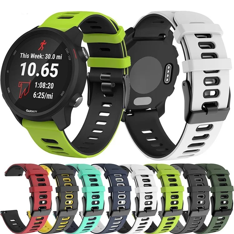 Dual Color de 22 mm de Ancho de Ancho de Silicona Reemplazo Correca de Cabo de Lanzamiento de Lanzamiento Rápido Para Garmin Vivoactive 4 / Venu 2 / Huawei Watch 3 - Verde Azul