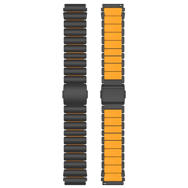 22mm Rubber + Titanium Alloy Strap for Huawei Watch GT 6 Pro  /  6  /  5 Pro  /  5  /  4  /  3  /  2 46mm Replacement Watch Band - Black  /  Orange