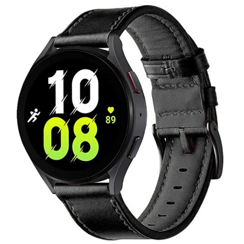 20 mm einfarbiges Armband mit Ziernaht für Garmin Venu 2 Plus / Venu / Sq 2 / Sq, Fibergewebe-Armband – Schwarz