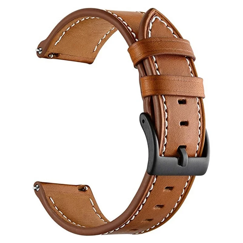 20 mm Lederarmband aus Fasermaterial für Garmin Venu / 2 Plus / Venu Sq / Sq 2, mit Ziernähten und Schnellwechselverschluss – Braun