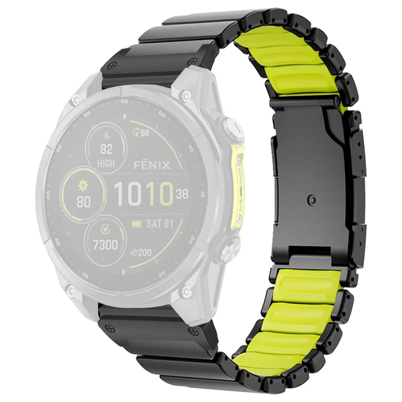 26mm Quick Release Rubber + Titanium Alloy Strap for Garmin Fenix 8 Pro AMOLED 51mm  /  8 51mm  /  Enduro 3  /  Enduro 2 Watch Band - Black  /  Green