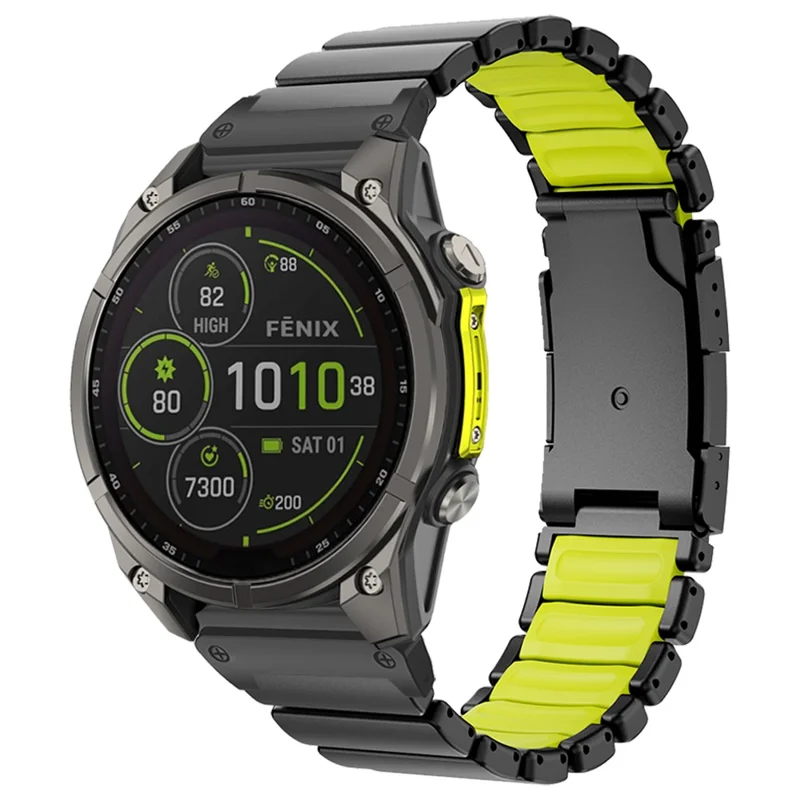 26mm Quick Release Rubber + Titanium Alloy Strap for Garmin Fenix 8 Pro AMOLED 51mm  /  8 51mm  /  Enduro 3  /  Enduro 2 Watch Band - Black  /  Green
