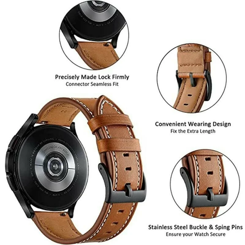 Fiber Leather Watch Band for Google Pixel Watch 4 41mm / 3 41mm / Watch 2 / Watch Stitching Line Quick Release Replacement Strap - Brown