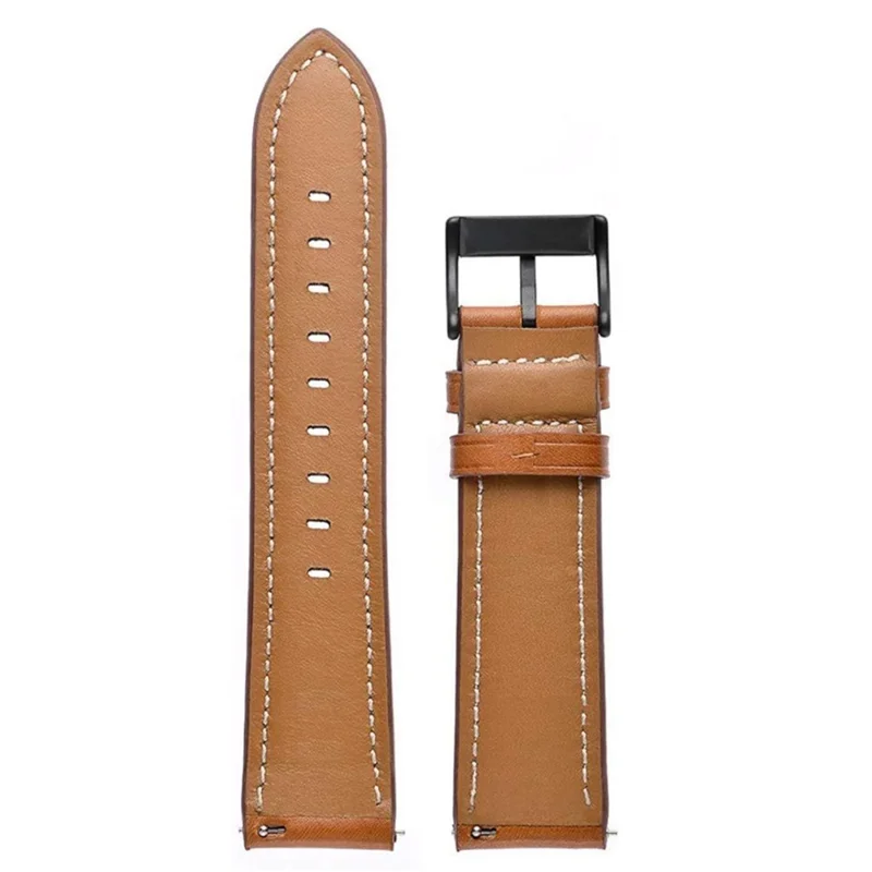 22mm Fiber Leather Watch Band for Huawei Watch GT 6 Pro / 6 / 5 Pro / 5 / 4 / 3 / 2 46mm Stitching Line Quick Release Replacement Strap - Brown