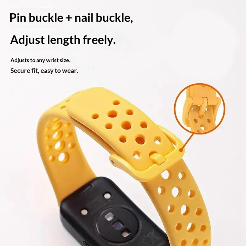 Breathable Silicone Strap for Huawei Band 10 / 9 / 8 Adjustable Watch Band with Pin Buckle - White