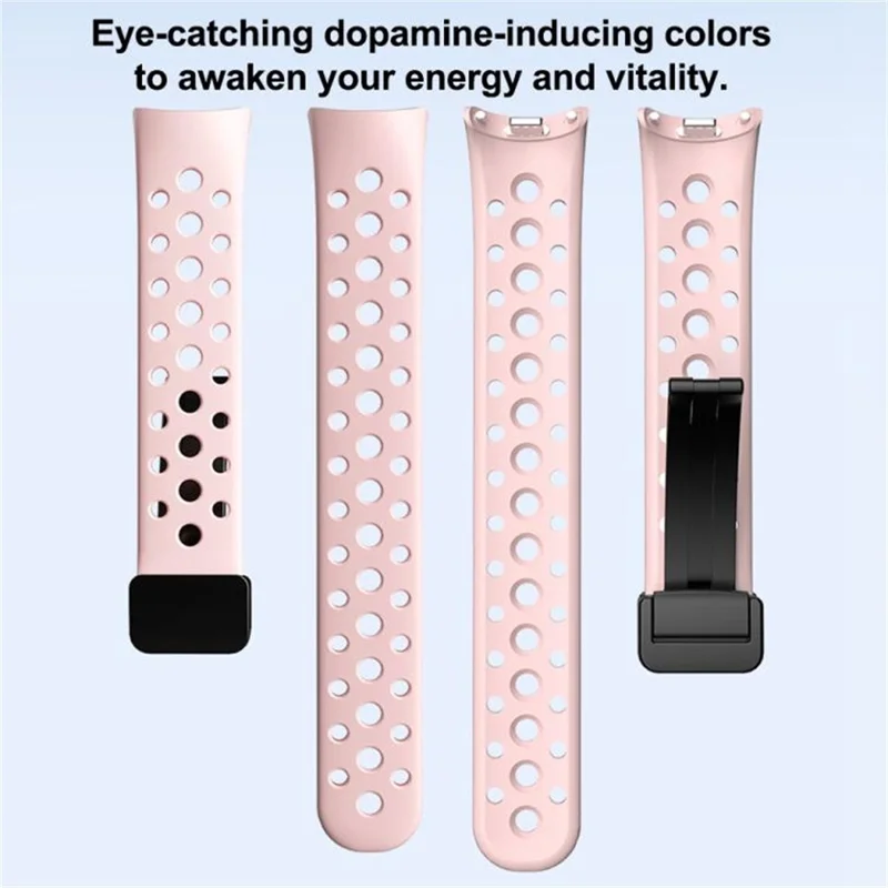 Magnetic Silicone Strap for Xiaomi Smart Band 10 / 9 / 8 Breathable Replacement Watch Band - Black