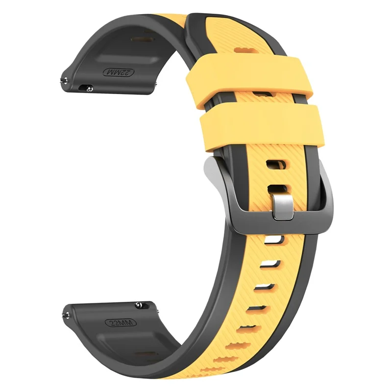Correia de Relógio com Padronagem Twill 22mm para Huawei Watch GT 6 / 5 / 5 Pro / 4 46mm, Pulseira de Silicone de Dupla Cor com Libertação Rápida - Preto / Amarelo