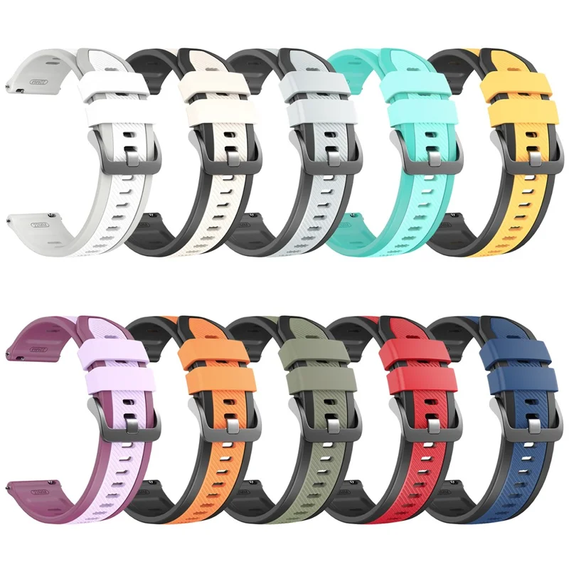 Correia de Relógio com Padronagem Twill 22mm para Huawei Watch GT 6 / 5 / 5 Pro / 4 46mm, Pulseira de Silicone de Dupla Cor com Libertação Rápida - Preto / Amarelo
