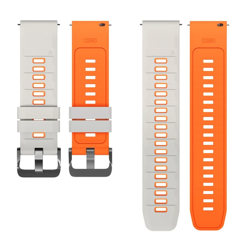 Pulseira de Silicone Bicolor 22mm para Huawei Watch GT 6 / 5 / 5 Pro / 4 46mm, com Sistema de Libertação Rápida - Luz Estelar/Laranja