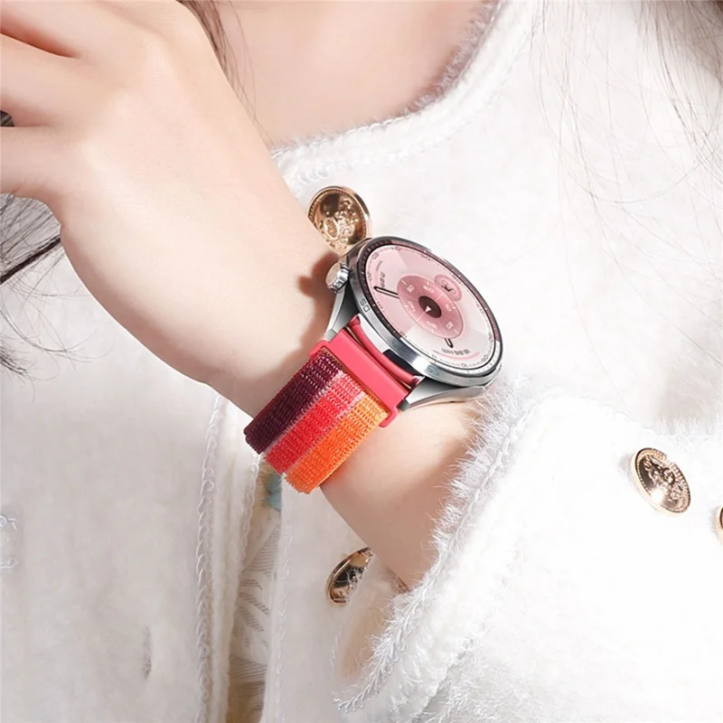 18mm Colored Loop Nylon Strap for Huawei Watch GT 6 / 5 / 4 41mm / Garmin Venu 3S / 2S Magic Tape Closure Watch Band - Orange