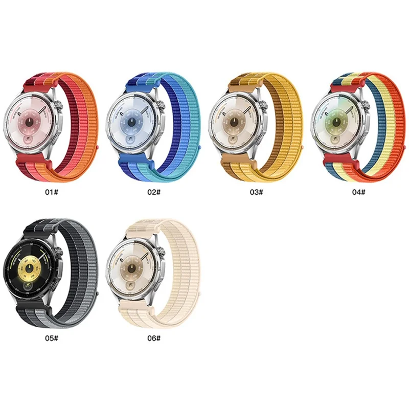 Pulseira de Nylon Colorida de 22 mm para Huawei Watch GT 6 / 5 / 5 Pro / 4 de 46 mm com Fecho de Velcro - Multicor