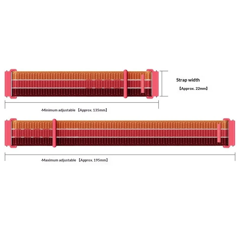 Pulseira de Nylon Colorida de 22 mm para Huawei Watch GT 6 / 5 / 5 Pro / 4 de 46 mm com Fecho de Velcro - Multicor