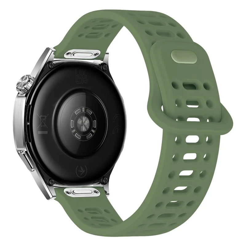 For Huawei Watch GT 6 46mm Silicone Watch Band 22mm Quick Release Button Hollow Reverse Buckle Wrist Strap - Lake Green