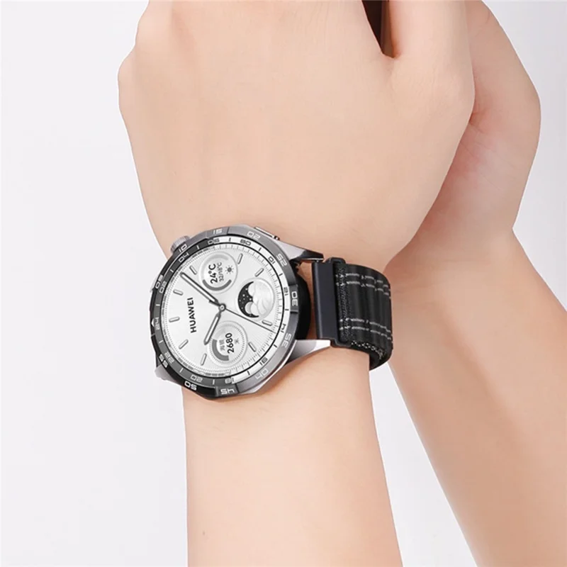 Pulseira de Nylon para Huawei Watch GT 6 46 mm, Fecho com Fivela de Velcro, Pulseira de 22 mm com Padrão Ondulado - Branco