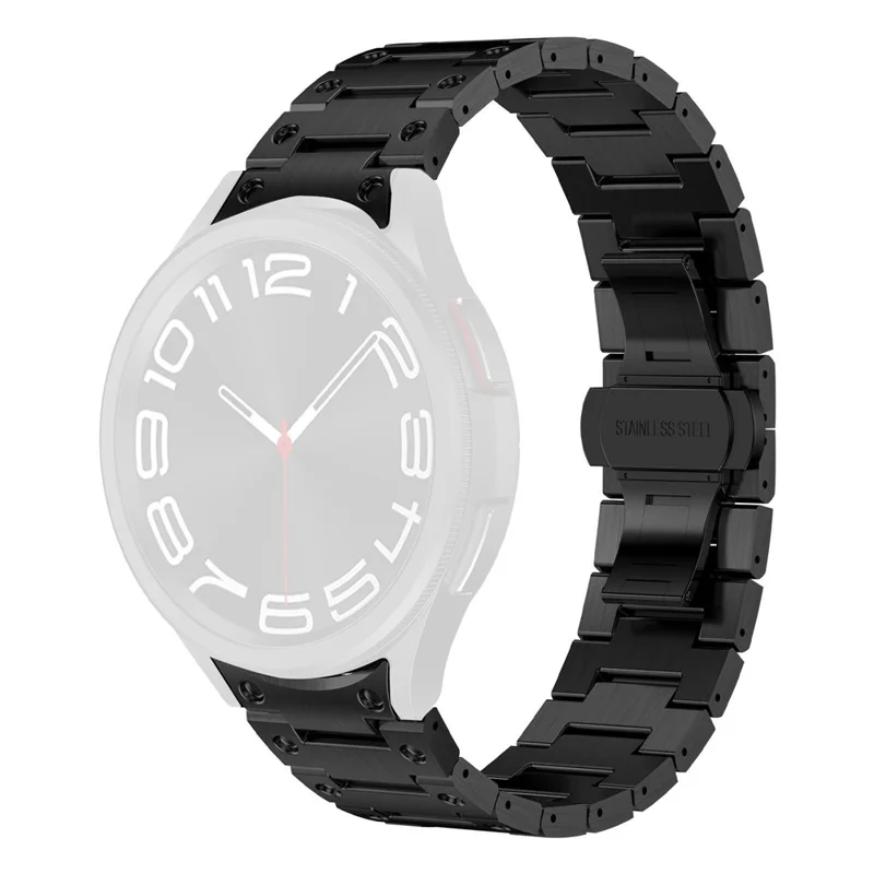 Mechanical Style Metal Strap for Samsung Galaxy Watch7 / 6 / 5 / 4 40mm 44mm Watch Band with Butterfly Clasp - Black