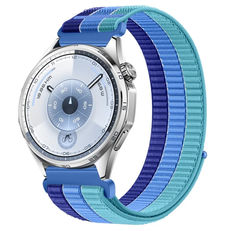 Bracelet en nylon coloré de 20 mm avec boucle à velcro pour Samsung Galaxy Watch7 / 6 de 44 mm / 40 mm / 6 Classic de 43 mm / 47 mm - Bleu