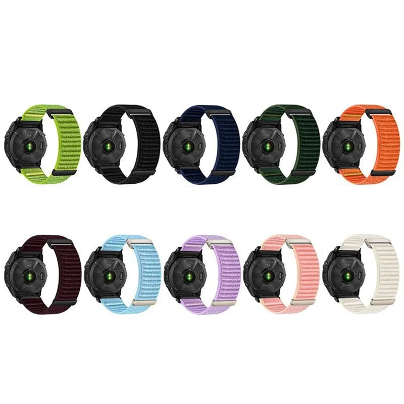 22mm Watch Band For Garmin Fenix 7  /  7 Pro  /  6  /  6 Pro Two-Piece Magic Tape Nylon Woven Wrist Strap - Orange
