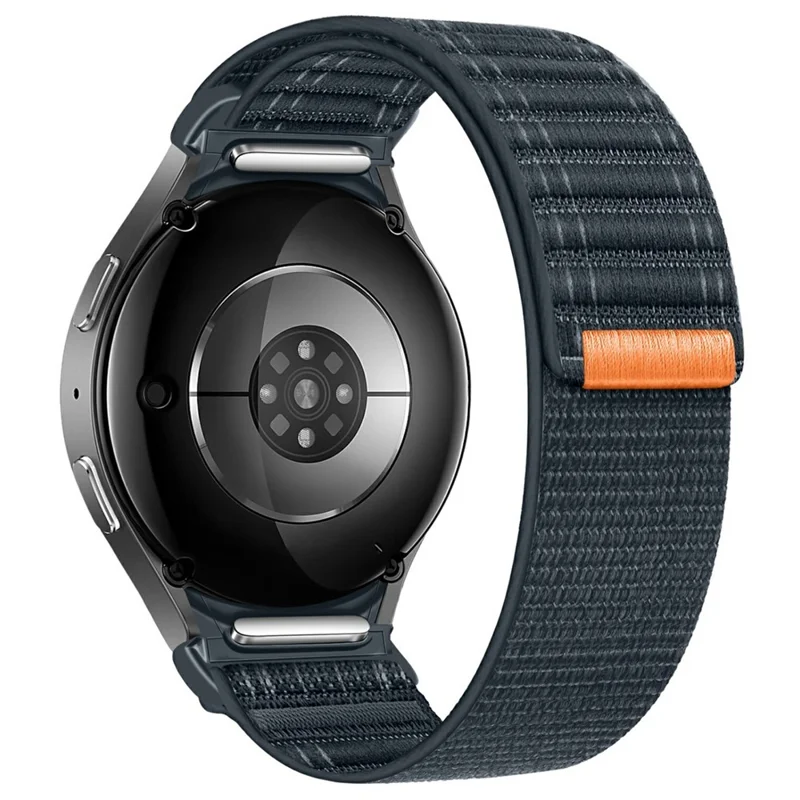 Für Samsung Galaxy Watch7 44mm / 40mm Armband mit Schnellverschluss Knopf Wellenmuster Klettverschluss Nylon Armband - Dunkelblau