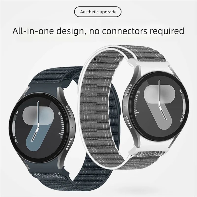 Für Samsung Galaxy Watch7 44mm / 40mm Armband mit Schnellverschluss Knopf Wellenmuster Klettverschluss Nylon Armband - Dunkelblau