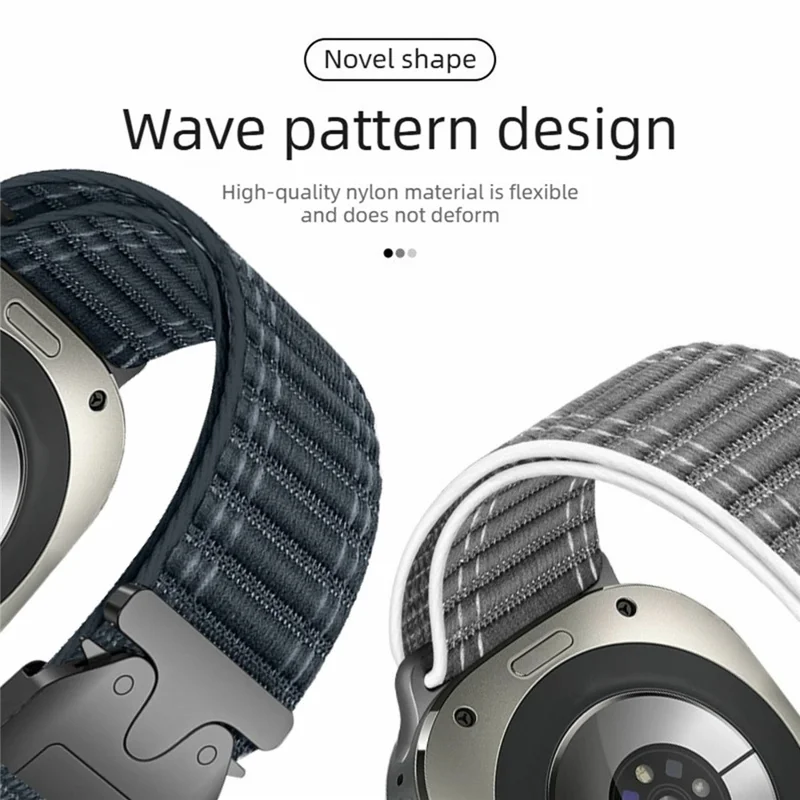 For Samsung Galaxy Watch Ultra (2025) 47mm  /  Ultra 47mm Watch Band Parachute Buckle Wave Pattern Nylon Wrist Strap - Black