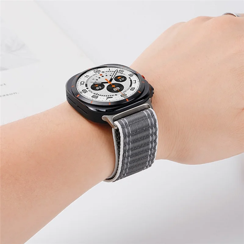 For Samsung Galaxy Watch Ultra (2025) 47mm  /  Ultra 47mm Watch Band Parachute Buckle Wave Pattern Nylon Wrist Strap - Black