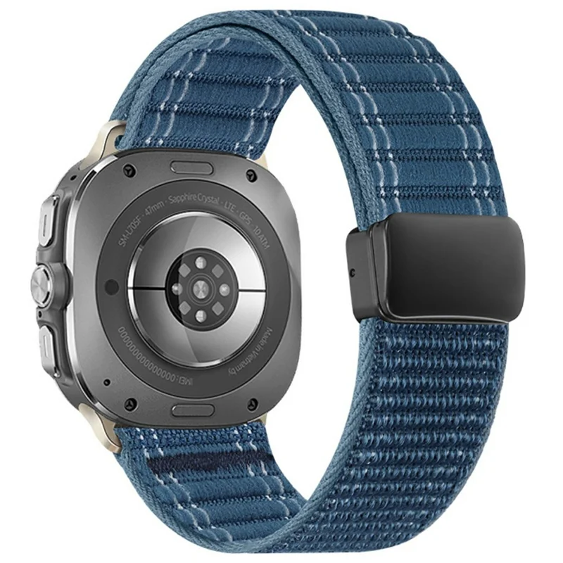 For Samsung Galaxy Watch Ultra (2025) 47mm  /  Ultra 47mm Watch Band Magnetic Clasp Wave Pattern Nylon Wrist Strap - Sapphire
