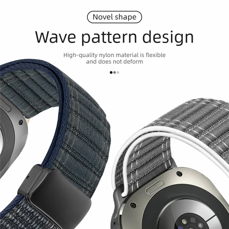 For Samsung Galaxy Watch Ultra (2025) 47mm  /  Ultra 47mm Watch Band Magnetic Clasp Wave Pattern Nylon Wrist Strap - Sapphire